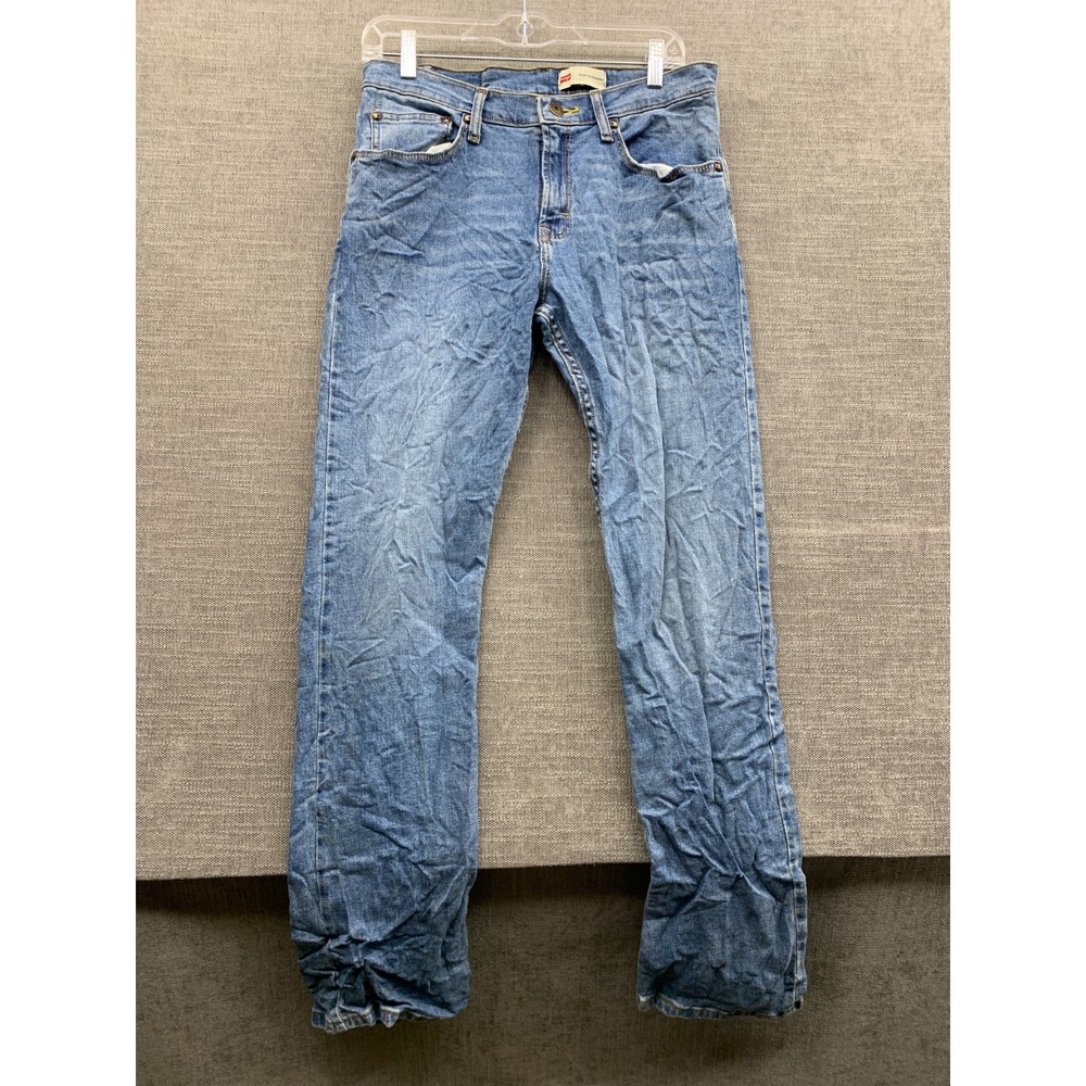 Wrangler Jeans Mens 30x32 Blue Denim Cotton Stretch Pockets Slim Straight Leg